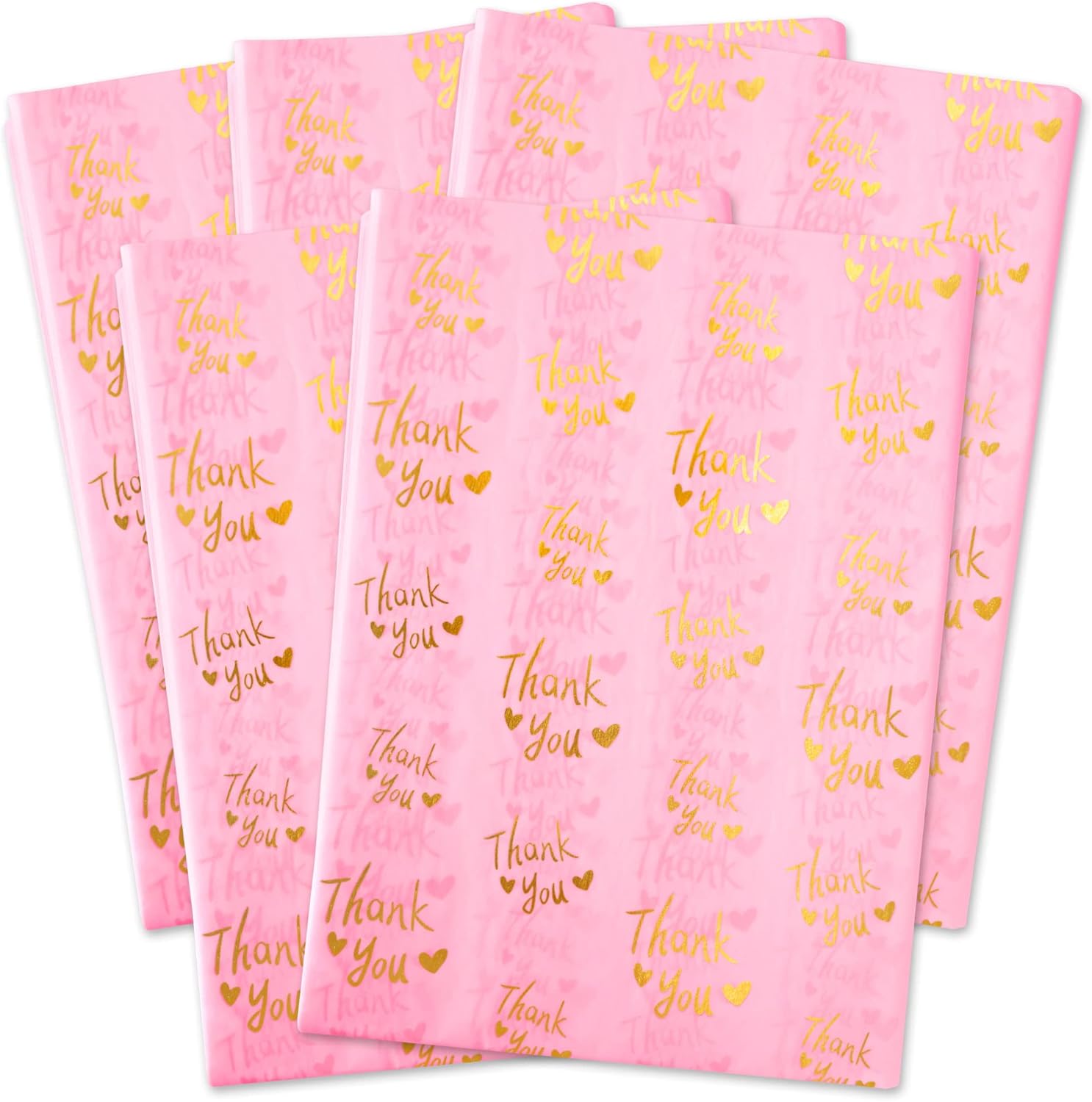 MR FIVE 100 Sheets 20" x 28" Large Pink Gold Thank You Tissue Paper Bulk,Pink Gold Thank You Tissue Paper for Packaging,Small Business,Pink Gold Tissue Paper for Mother's Day,Birthday (Pink)