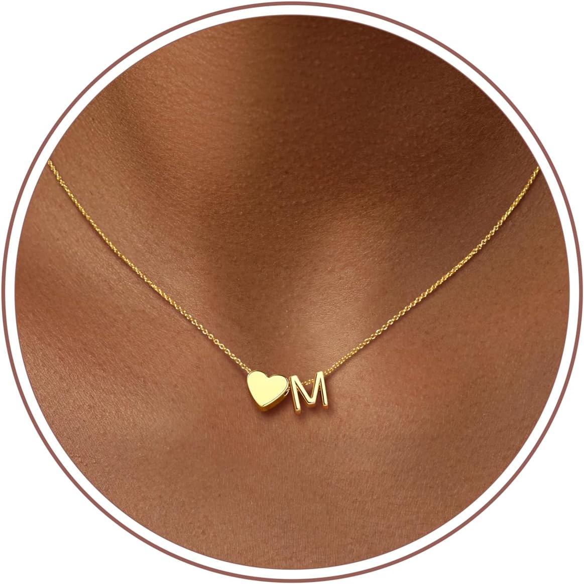 Inerney Heart Initial Necklace for Women Teen Girls 14K Gold Plated A-Z