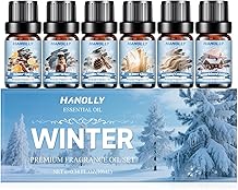 Winter Fragrance Oil Set, 6 Premium Holiday Essential Oils Set for Diffuser, Candle Making - Winter Spice, Winter Glow, Nutcracker, Warming Cashmere, Vanilla Pinecones, Snowkissed Lodge Scented Oil