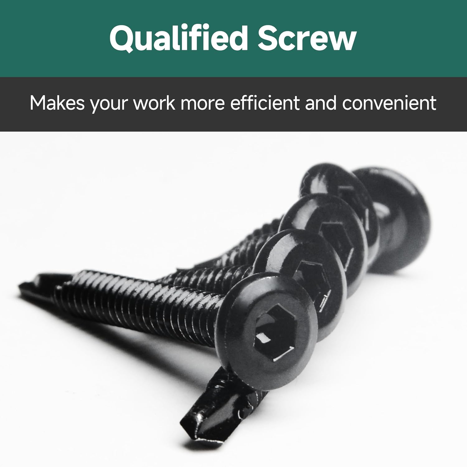 100Pcs 10 x 1-1/2" Sheet Metal Screws, Stainless Steel Flat Head Socket Cap Self Drilling Screw, Allen Socket Drive Black Oxide, Self Tapping Screws with Drill Bit