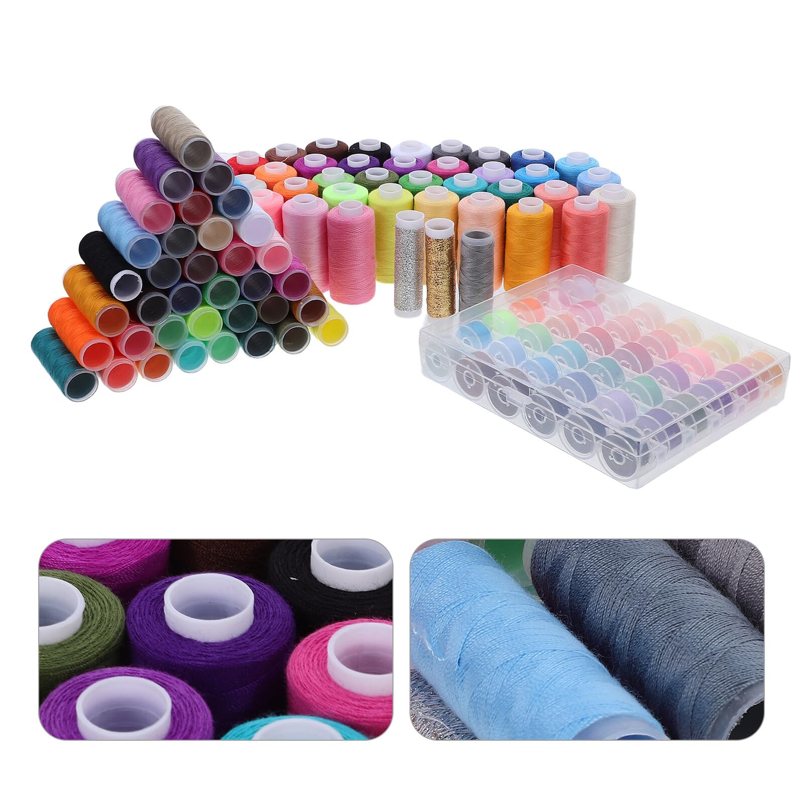 Homoyoyo Kit de 111 Bobinas Adecuado para Reparaciones Domésticas para Máquina de Coser con Portabobinas de Hilo de Poliéster y Remates de Hilo y Proyectos de Costura