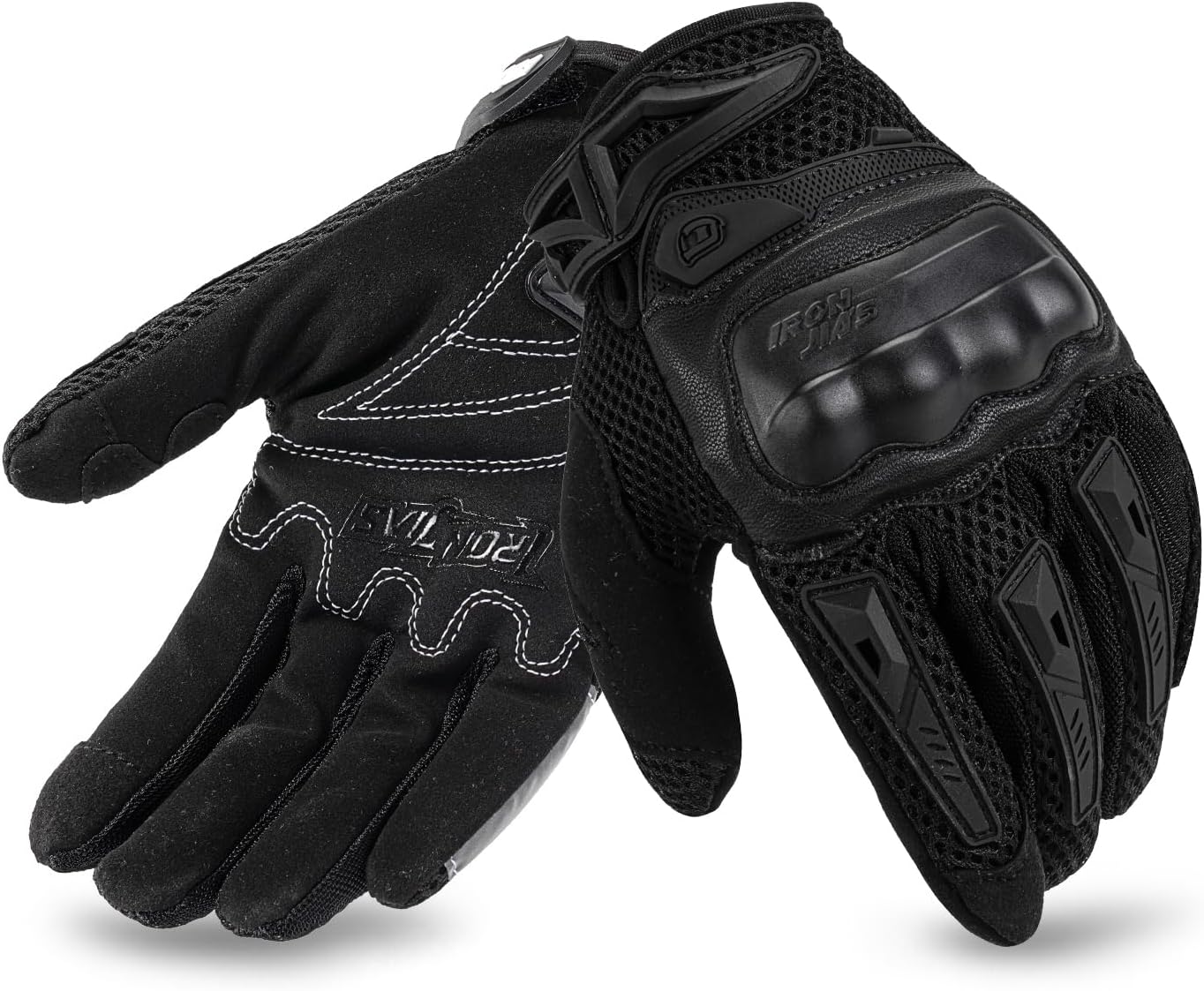 IRON JIA'S Motorcycle Gloves for Men and Women - Motorbike Powersports Racing Gloves with Hard Knuckle Touchscreen for BMX ATV MTB Riding (Black L)