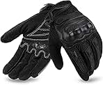 IRON JIA'S Motorcycle Gloves for Men and Women - Motorbike Powersports Racing Gloves with Hard Knuckle Touchscreen for BMX ATV MTB Riding (Black L)