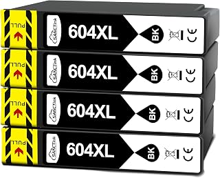 SANCTink 604 XL Black ink Cartridges Compatible with Epson 604XL multipack for Epson Expression Home XP-2205 XP-3200 XP-3205 XP-4200 XP-4205 Workforce WF-2910DWF 2930DWF 2935DWF 2950DWF (4 Black)