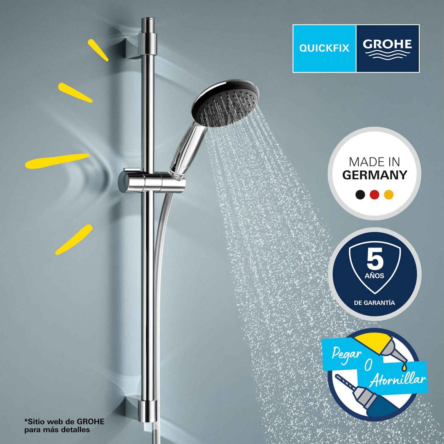 GROHE Vitalio Start 110 - Conjunto de ducha (Quickfix, ahorro de agua, sistema antical), cromo 27948001