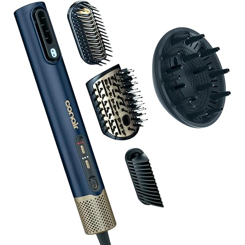 Conair DigitalAire Air Styling System | 4-in-1 Drying and Styling System with 4 Attachments to Detangle, Straighten, Volumize, Dry, Dark Blue, 997L
