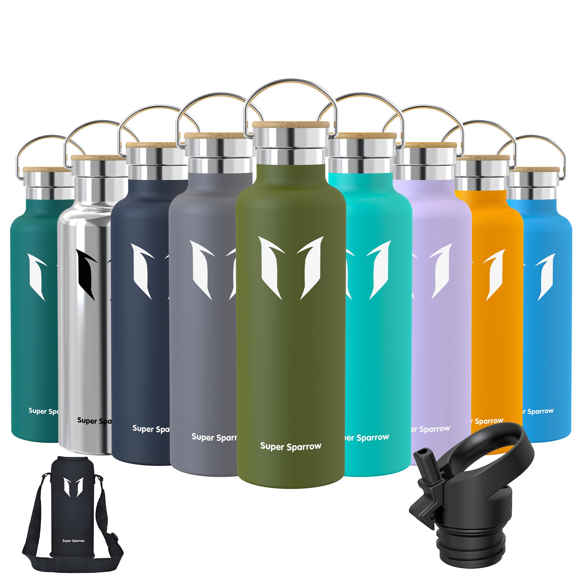Super Sparrow Botella Agua Acero Inoxidable - Botella Agua Niños - 500ml/750ml/1L - Botella Termica Boca Estándar - Sin BPA, para Niños & Adultos, Deporte, Oficina, Yoga, Ciclismo — view 48