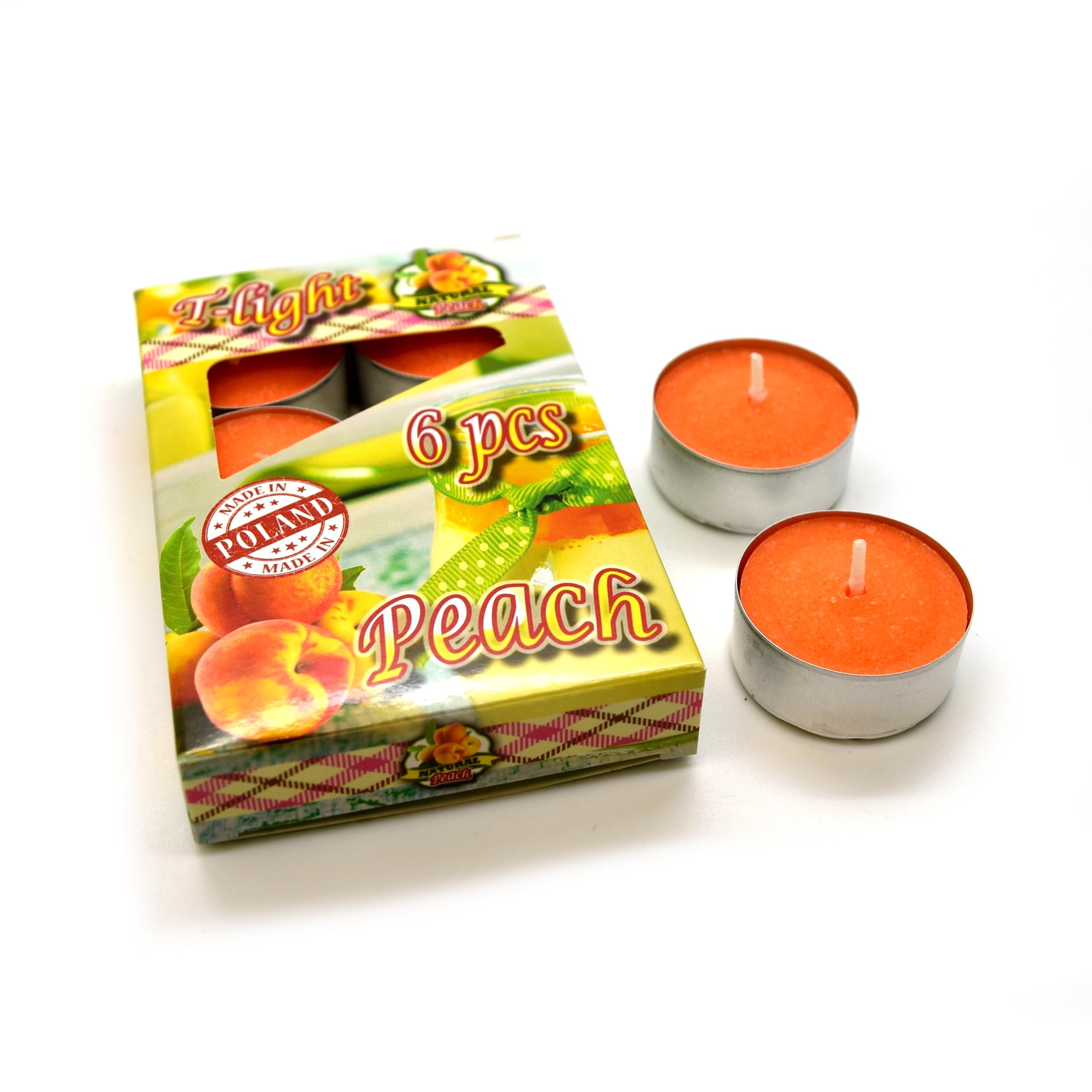 Soladirect Peach Scented Tea Lights - Pack Of 6, Decorative Household Candles, Clean Burn, 4 Hours Long Burning Time (Peach)
