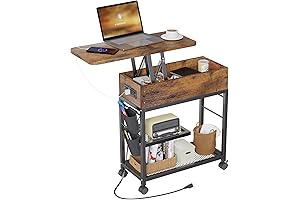 Sturdy Adjustable Bedside Table on Wheels