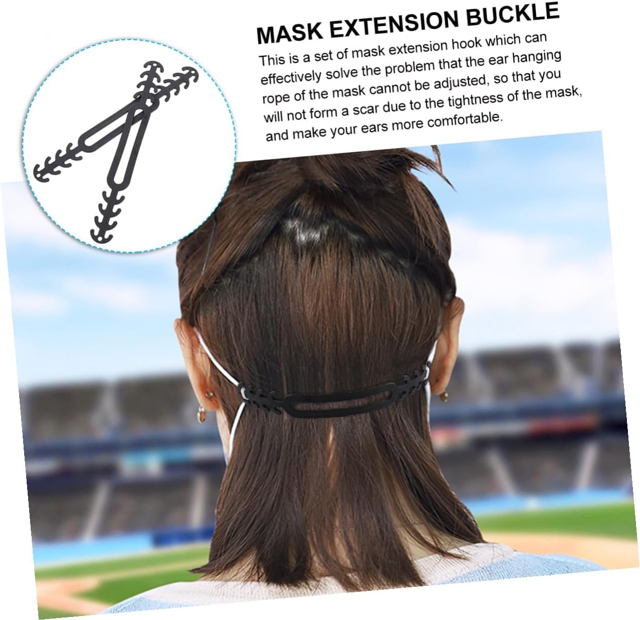 20pcs Mask Extension Buckle Ear Hooks Soft Silicone Adjustable Strap Extenders for Mask Comfort Anti Relief Behind-Ear Support for Adults