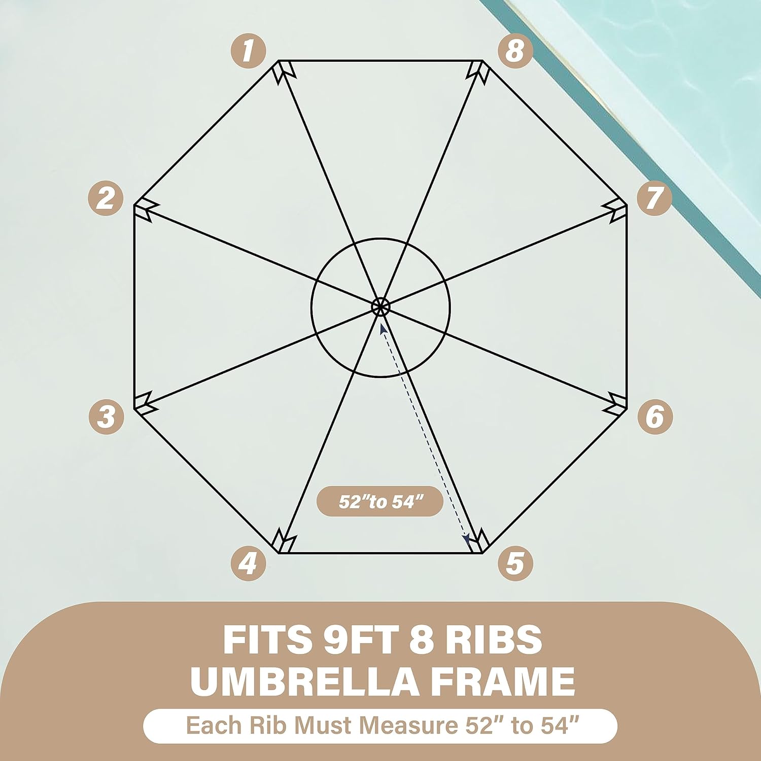 YSSOA 9ft/10ft Outdoor Market Patio Umbrella with 8 Sturdy Ribs, Tilt/Crank Push Button for Garden, Deck, Backyard and Pool