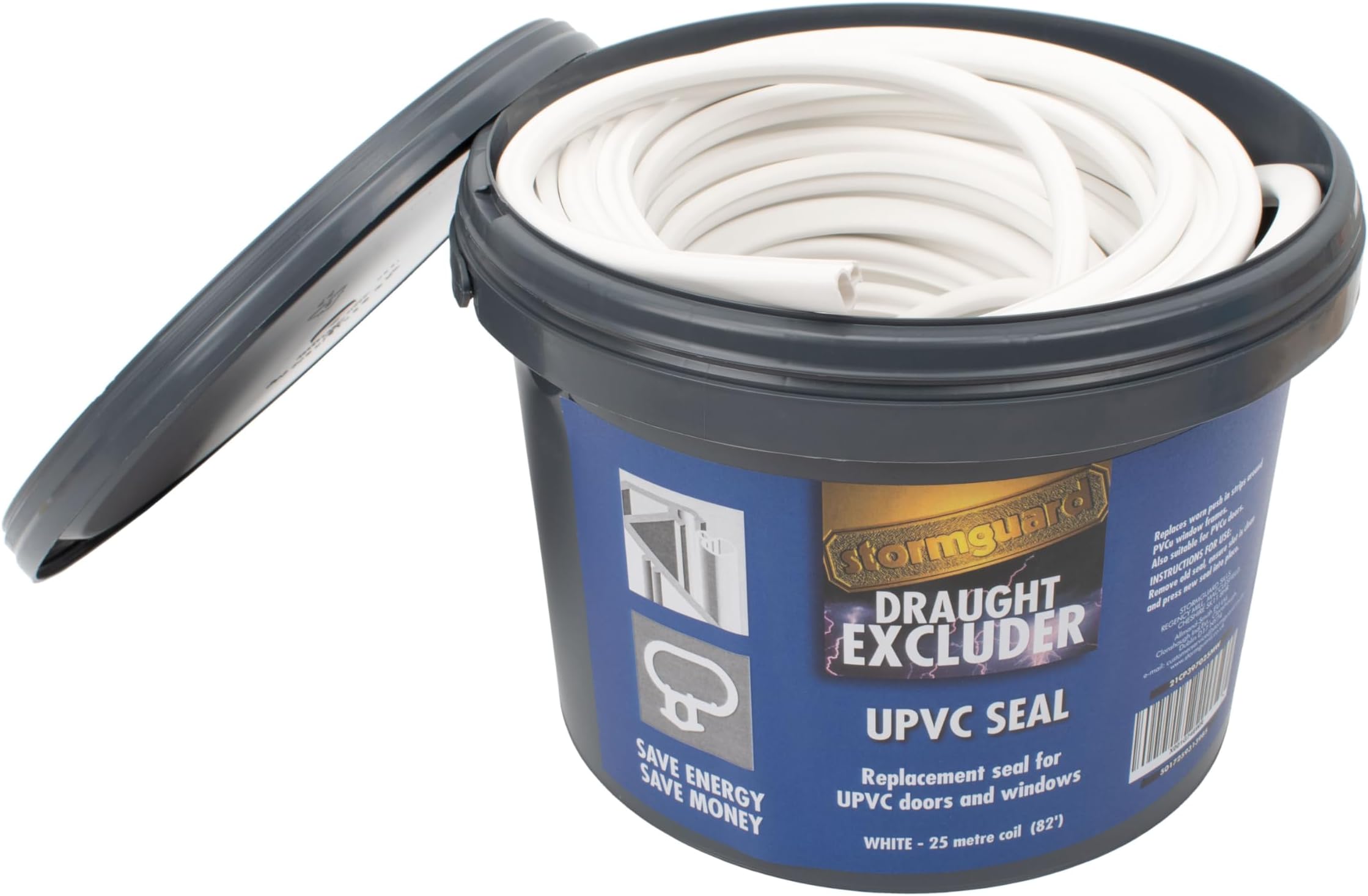 Stormguard UPVC Replacement Door and Window Gasket Rubber Seal (White) 25 Metres Double Glazing Seal