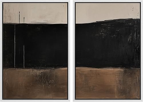 Miniatura 48 de SIGNLEADER Lienzo enmarcado para pared, juego de arte geométrico de mediados de siglo, formas de tocadiscos de música, ilustraciones abstractas,