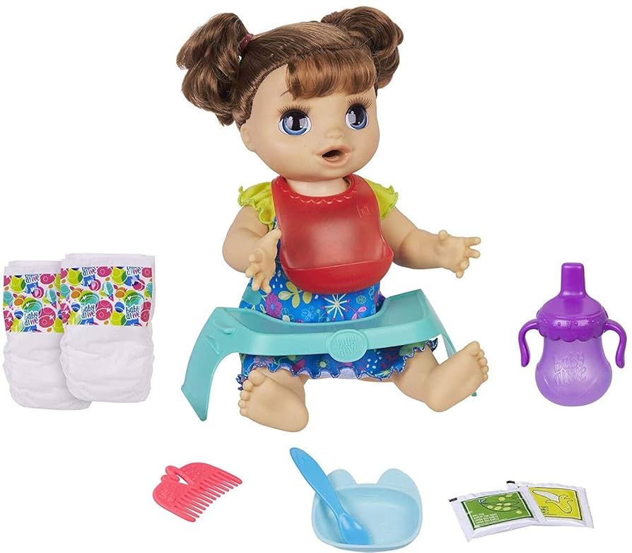 Baby Alive Happy Hungry Baby Brown Straight Hair Doll, Makes