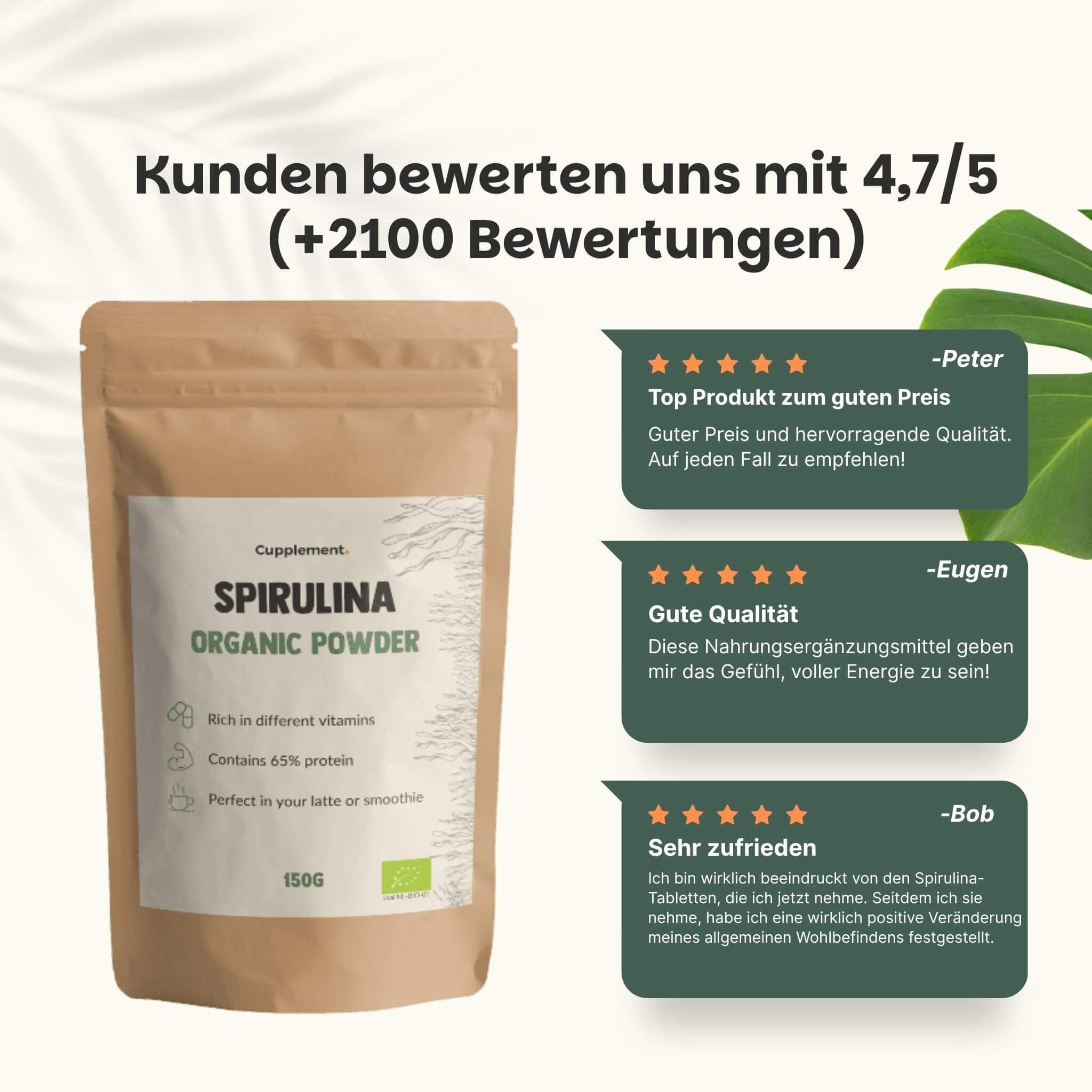 Bio Spirulina Pulver Kombideal 4x 150 gram - Algen - Spirulina Tabletten biologisch - Energie & Detox - Vegan - Ohne Zusatzstoffe - Laborgeprüft - 18 Tage Vorrat pro Beutel