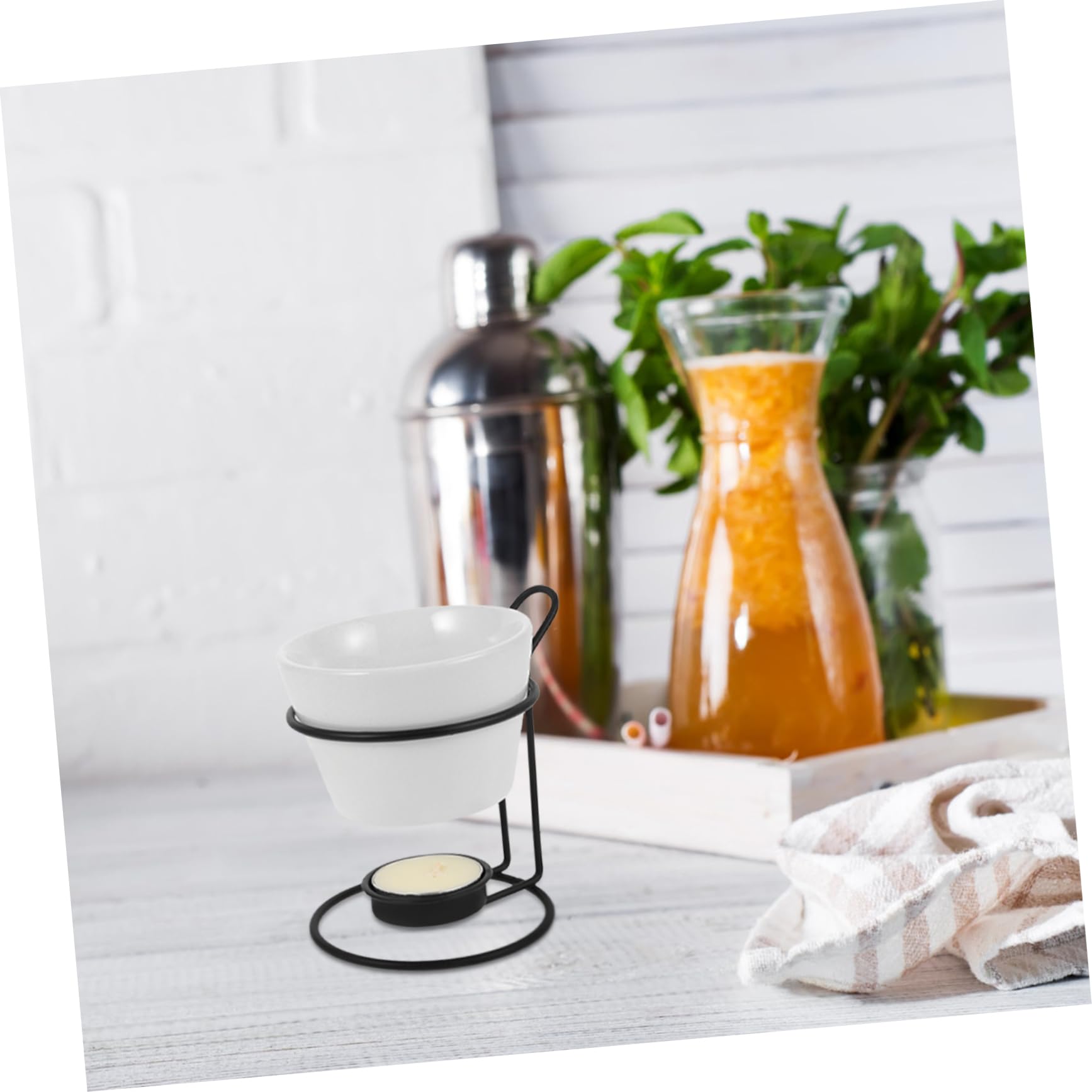 COLLBATH Butter Fondue Pot Tealight Burner Ceramic Melting Supplies for Kitchen