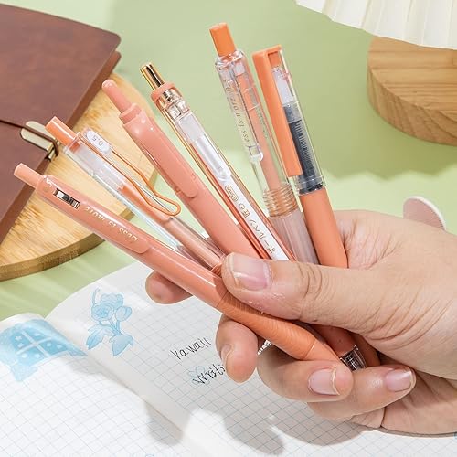 Miniatura 6 de WUXIPREP Juego de 6 bolígrafos de tinta de gel pastel, 5 bolígrafos de tinta negra con 1 marcador para escribir, bolígrafos de tinta de gel