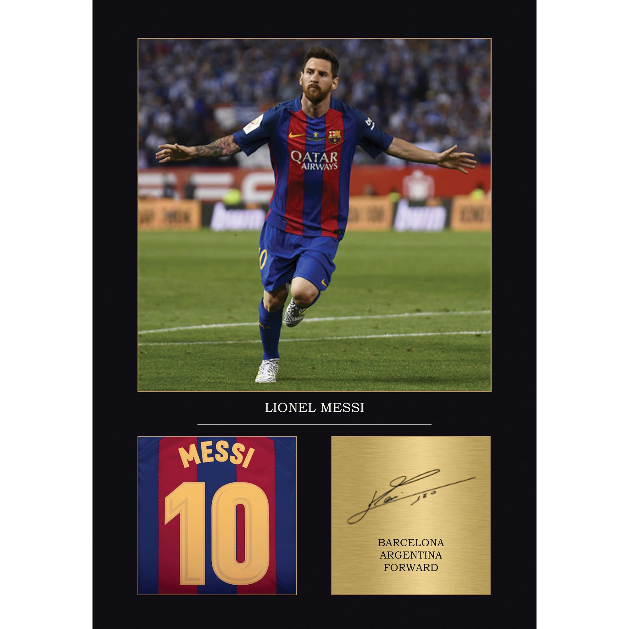 Lionel Messi Barcellona Gift Firmato A4 Stampa Espositore Senza Cornice Messi Regali per Ragazzi Riprodotto Digitalmente Firma Messi Regali per Uomo