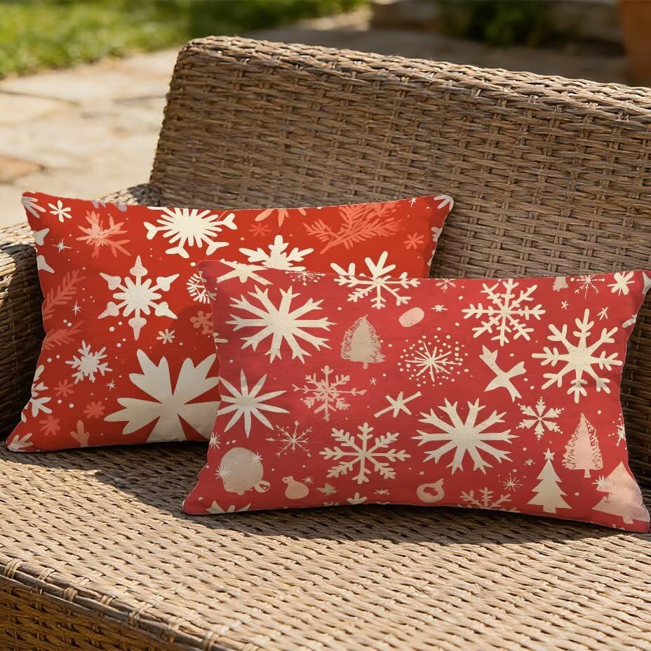 Housses de coussin de jardin 60x80 imperméable lin rouge M-P330