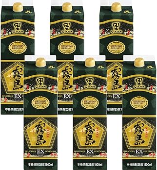 5本セット黒霧島EX 25度1800ml/本 Amazon.co.jp: 霧島酒造 黒霧島EX パック [ 焼酎 25度 宮崎県 1800ml×6