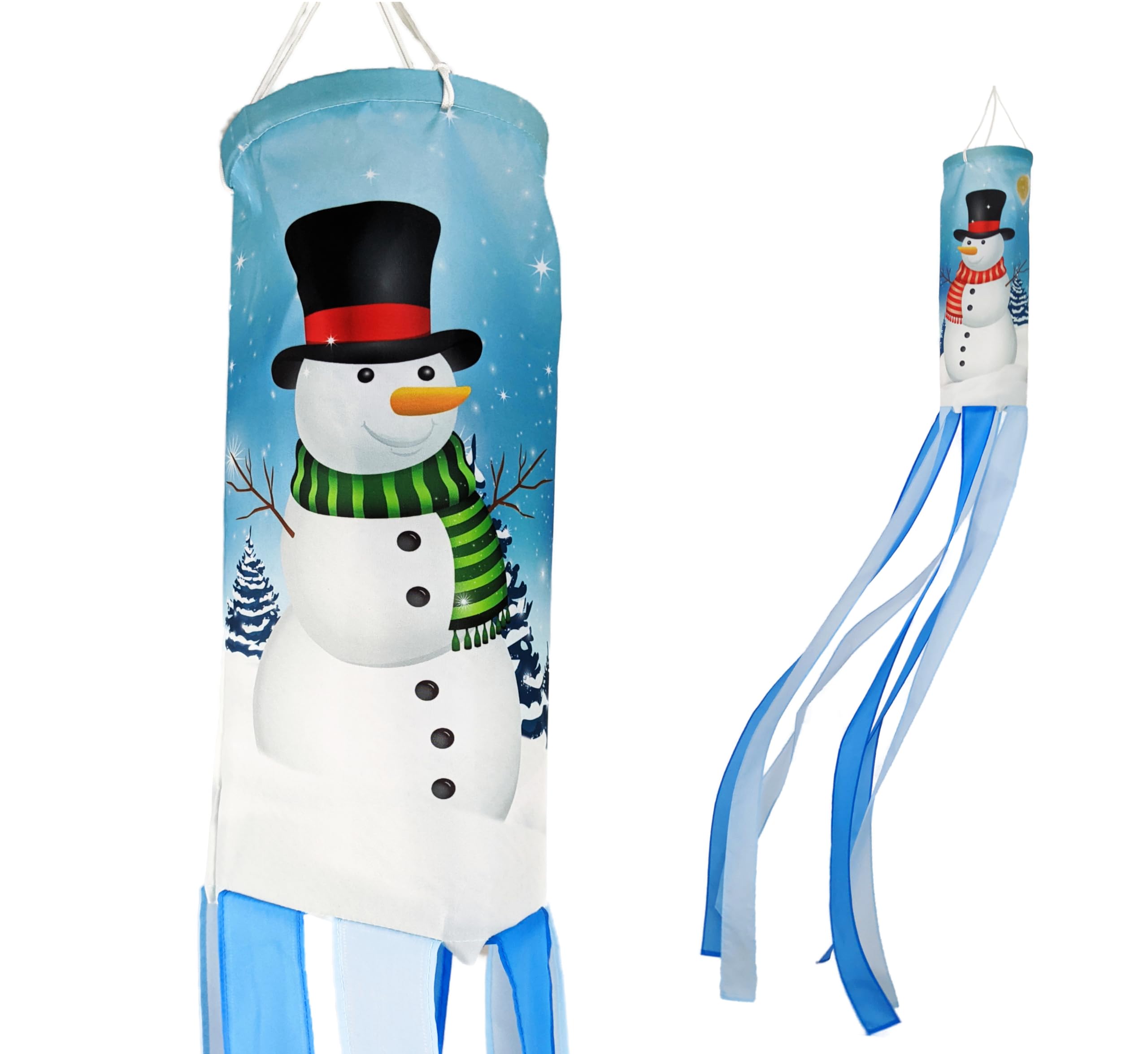 Madrona Brands Twin Snowman Winter Windsock | Durable Outdoor Hanging Decoration | Yard, Deck, Patio, Home and More | 60-Inch