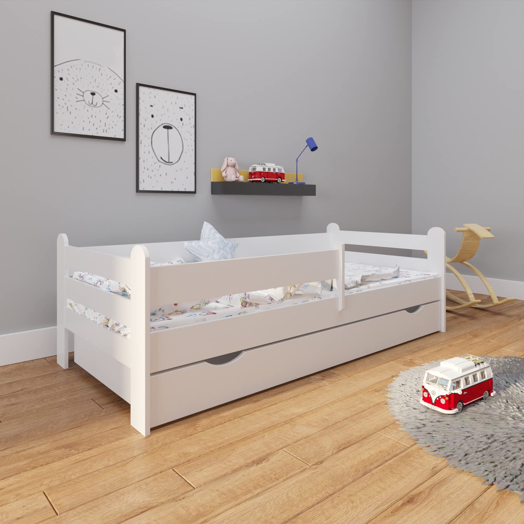 Kids Collective Kinderbett Jugendbett 80x160 | 90x200 cm – weiß – inklusive Lattenrost & Schublade