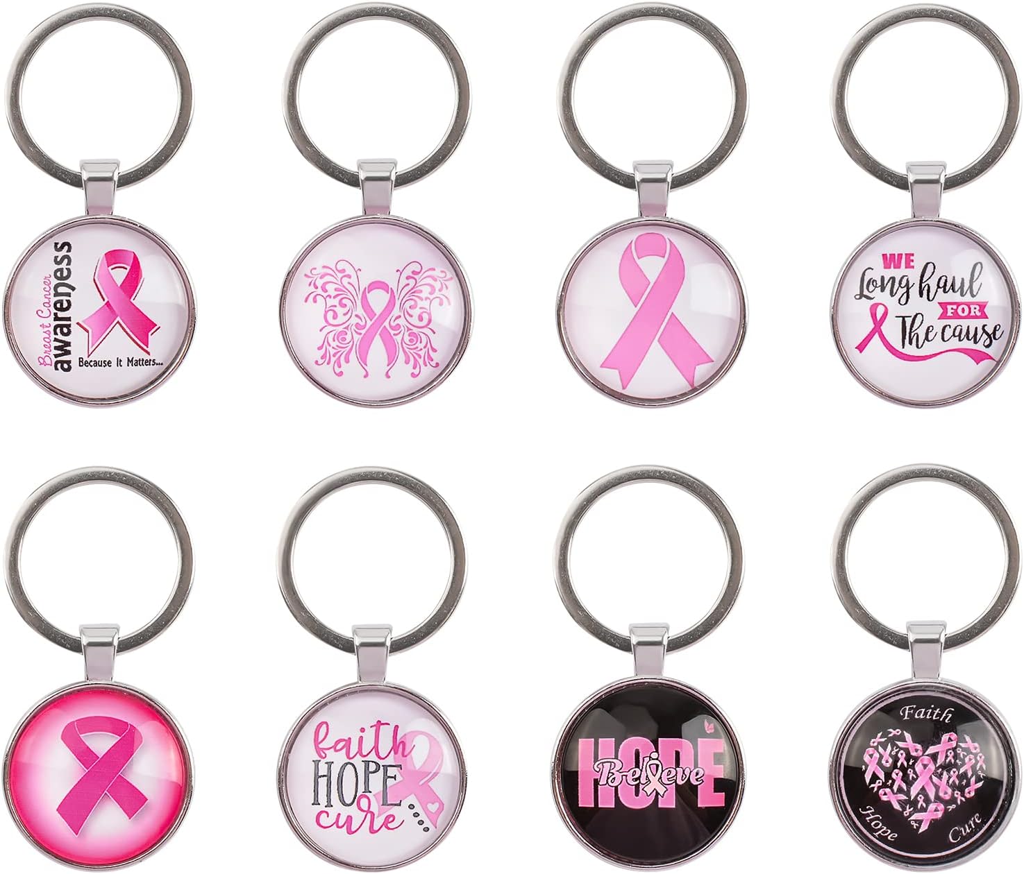 CRAFFANCY Breast Cancer Awareness Key Chain, 8 Pcs 8 Styles Pink ...