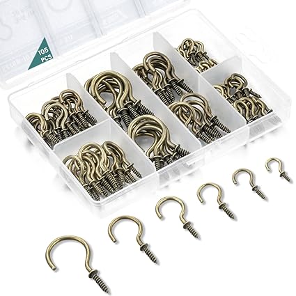 EIENHOSHI Cup Hooks, Bronze, Screw in Hooks Kit for Hanging(1/2