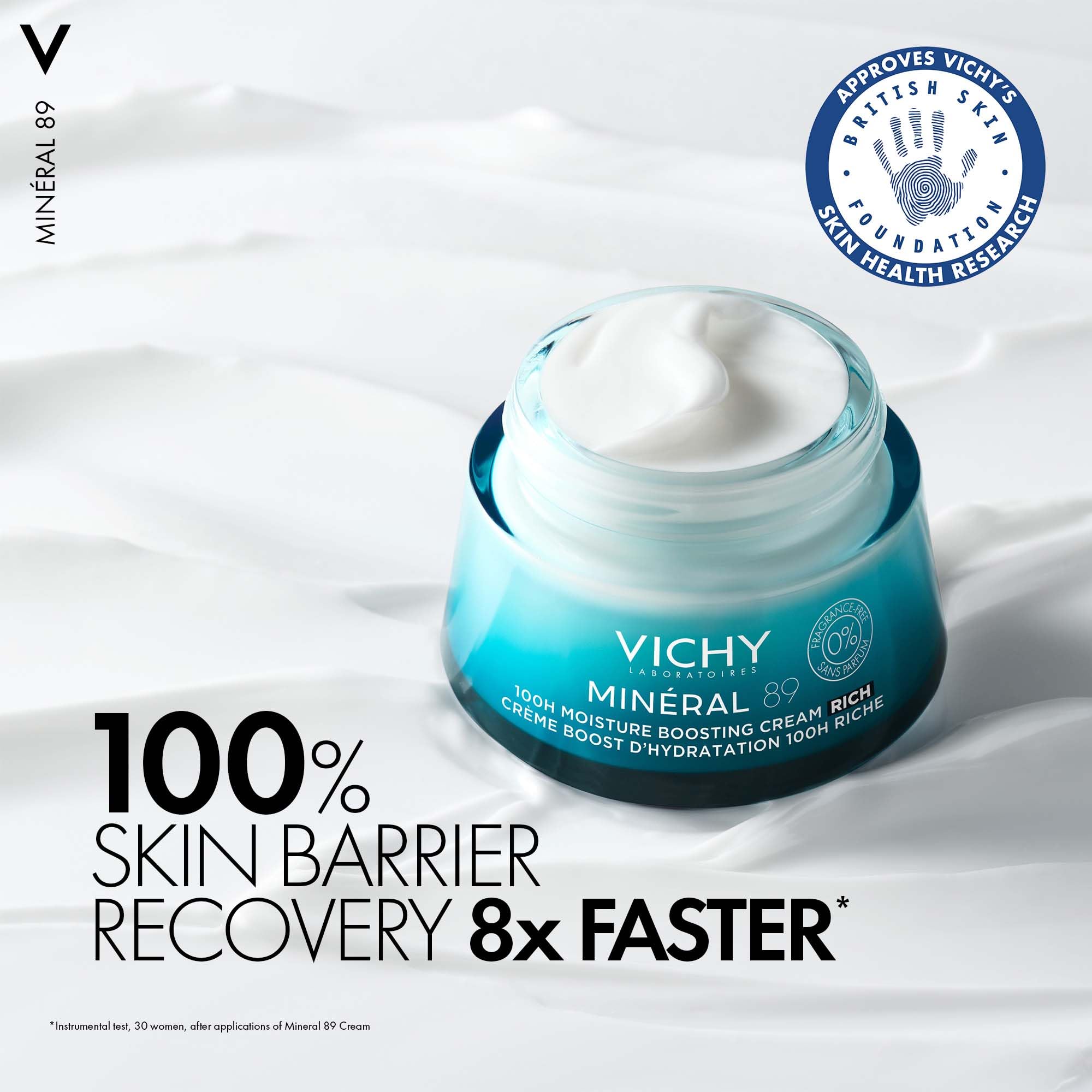 Vichy Minéral 89 100H Hyaluronic Acid Rich Hydrating Cream for Dry to Very Dry Skin With Vitamins E and B3, Squalane - Image 2