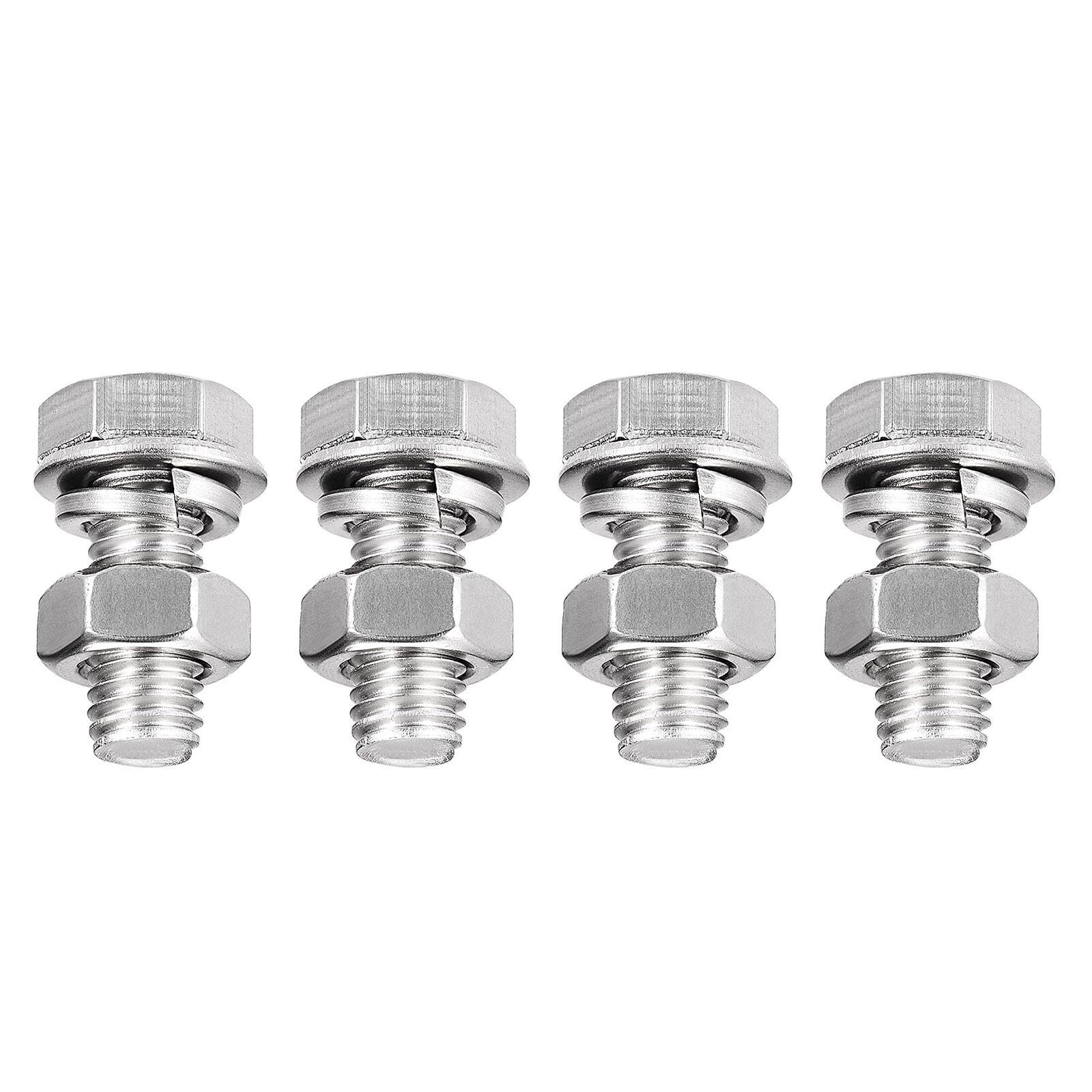 TA-VIGOR 4Pcs M8 x 20mm Hex Head Screws Bolts, Nuts, Flat & Lock Washers Kits, Fully Thread Hexagon Bolts