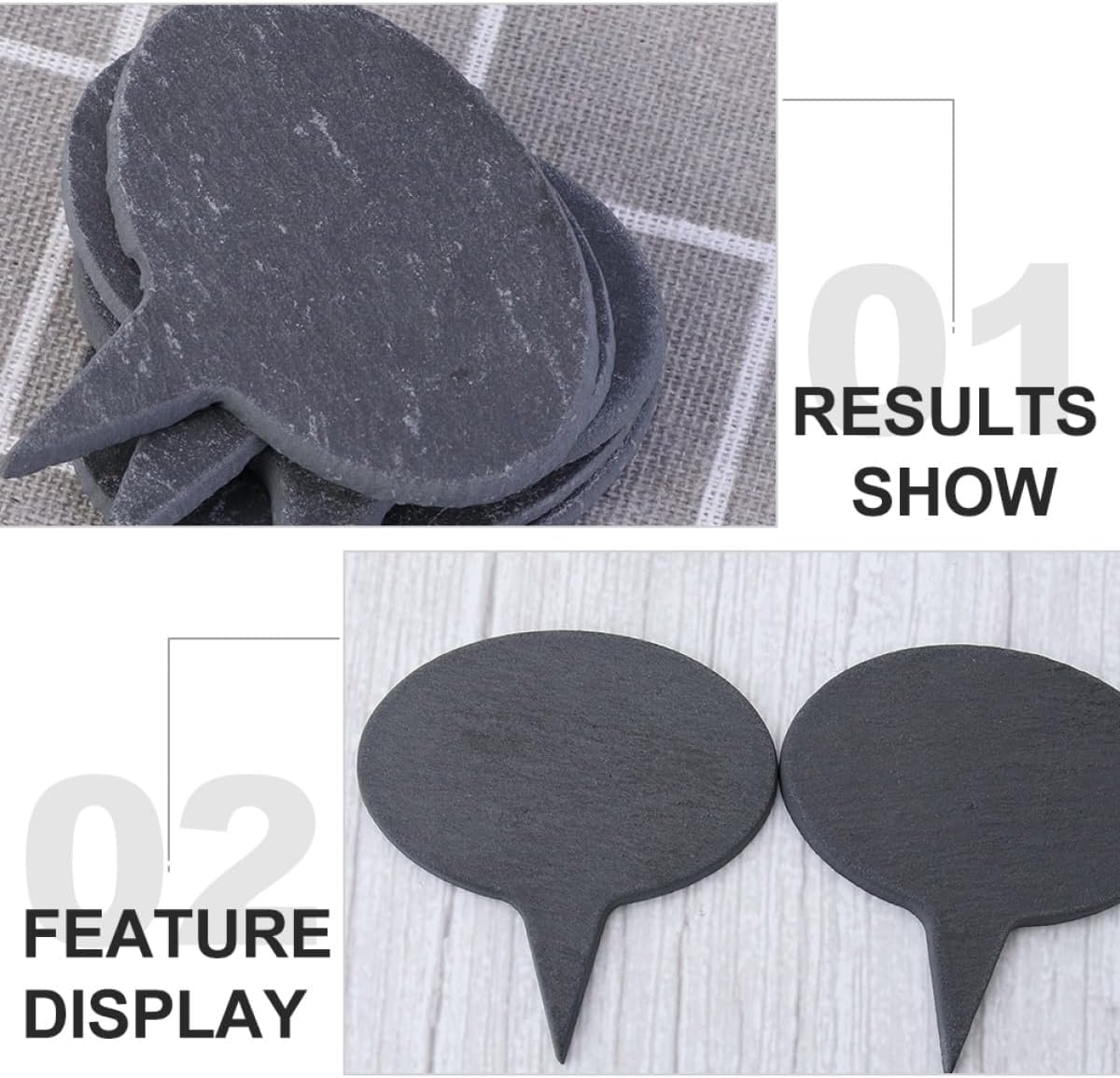 Natural Stone Cheese Markers Set with 6 Stone Boards 2 Chalk Pencils and Burlap Bag Cheese Label Toppers and Cake Decorating for Parties and Events
