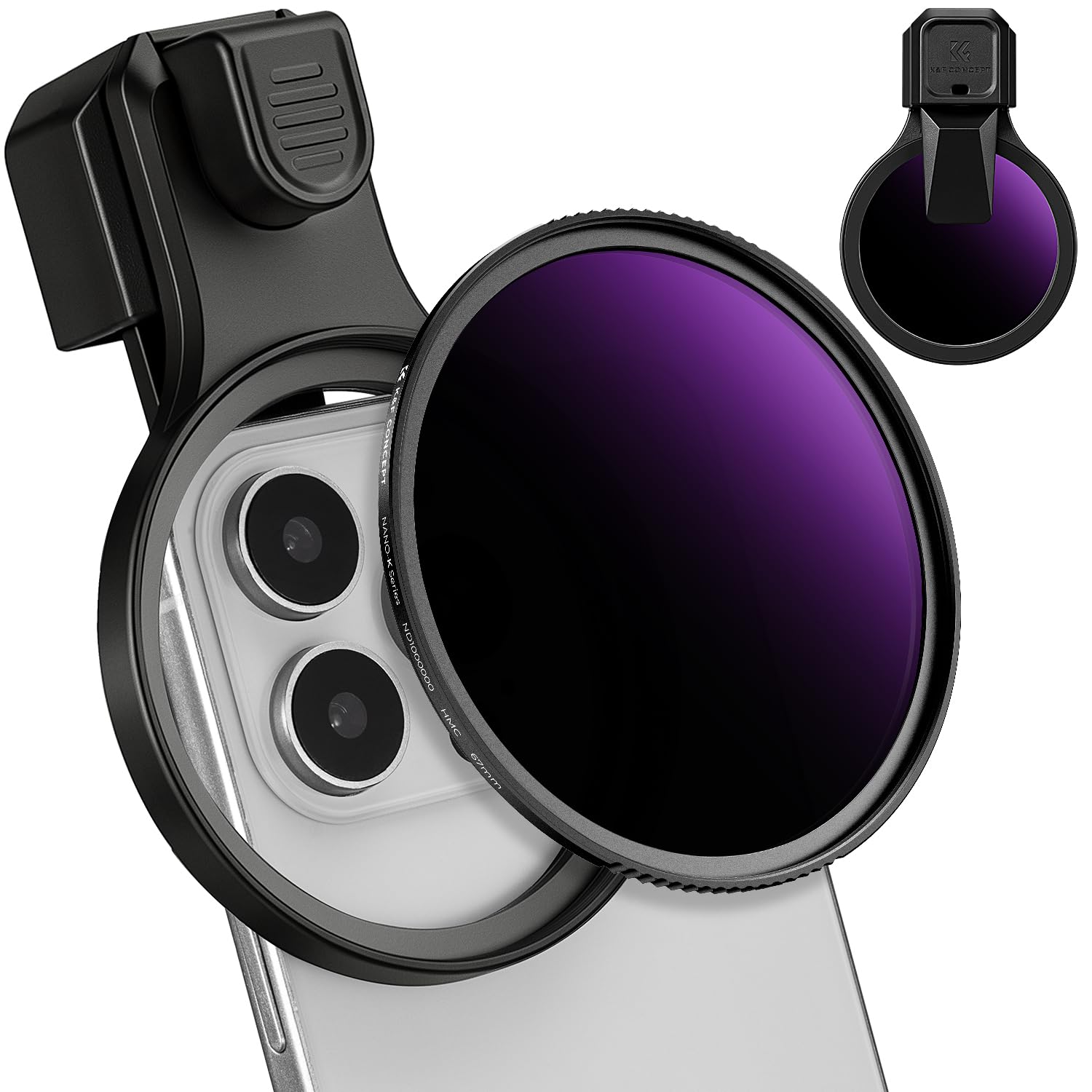 K&F CONCEPT Filtre ND1000000 67mm avec Clip Universel pour Smartphone