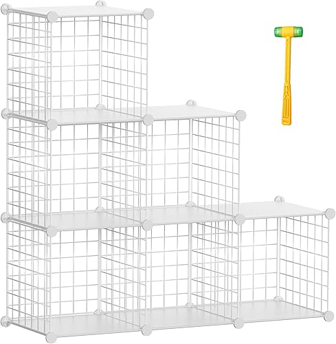 TUMUCUTE - Organizador de armario, organizadores y almacenaje con 6cubos, estantería de rejilla metálica, organizadores de juguetes y contenedores