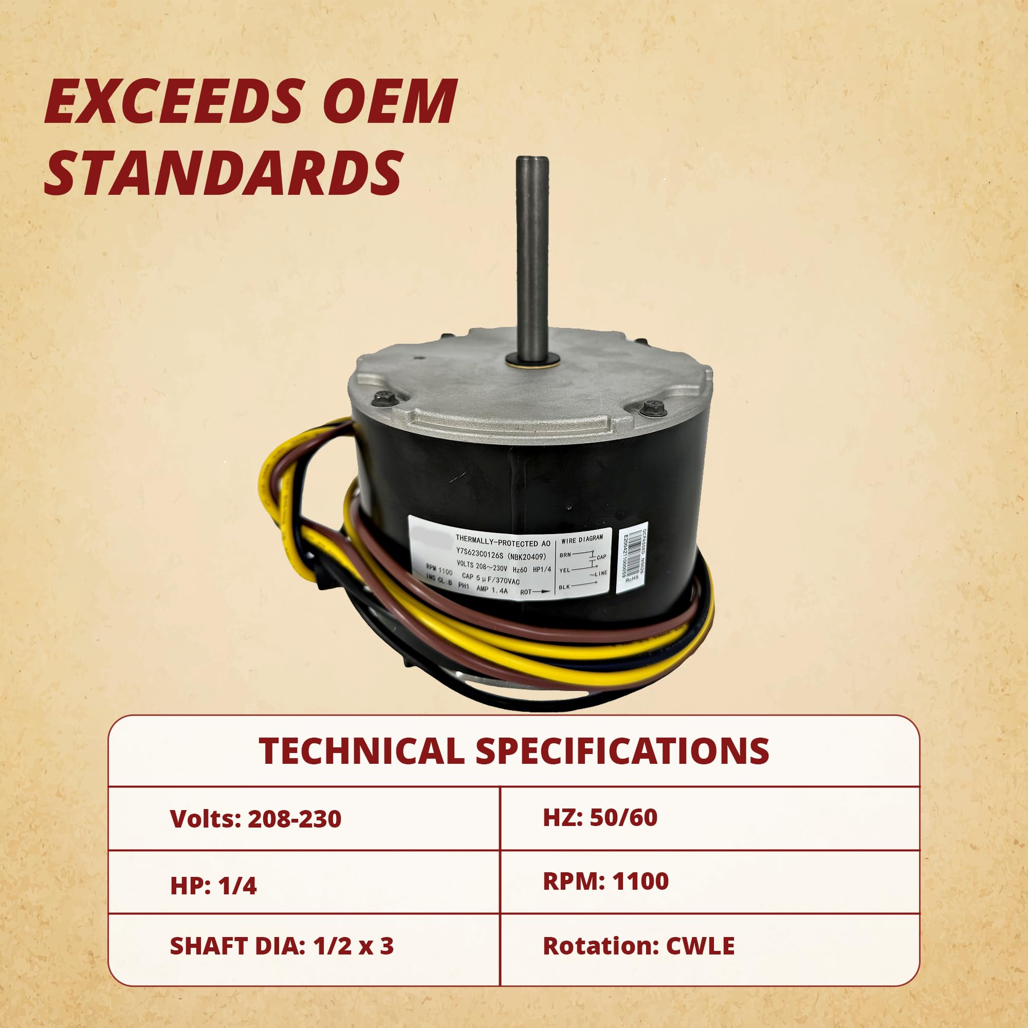 3S047 Carrier 1/4 HP, 1100 RPM, 208-230 V Condenser Fan