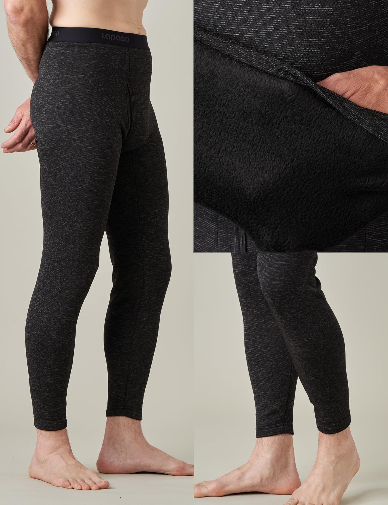 LAPASA Pacco da 2 o 1 Calzamaglie Termica Uomo Fodera in Pile Medio/Pesante Pantaloni Termici Sportivi Strato Base Biancheria Intima Leggings Caldi M10/M25/M56