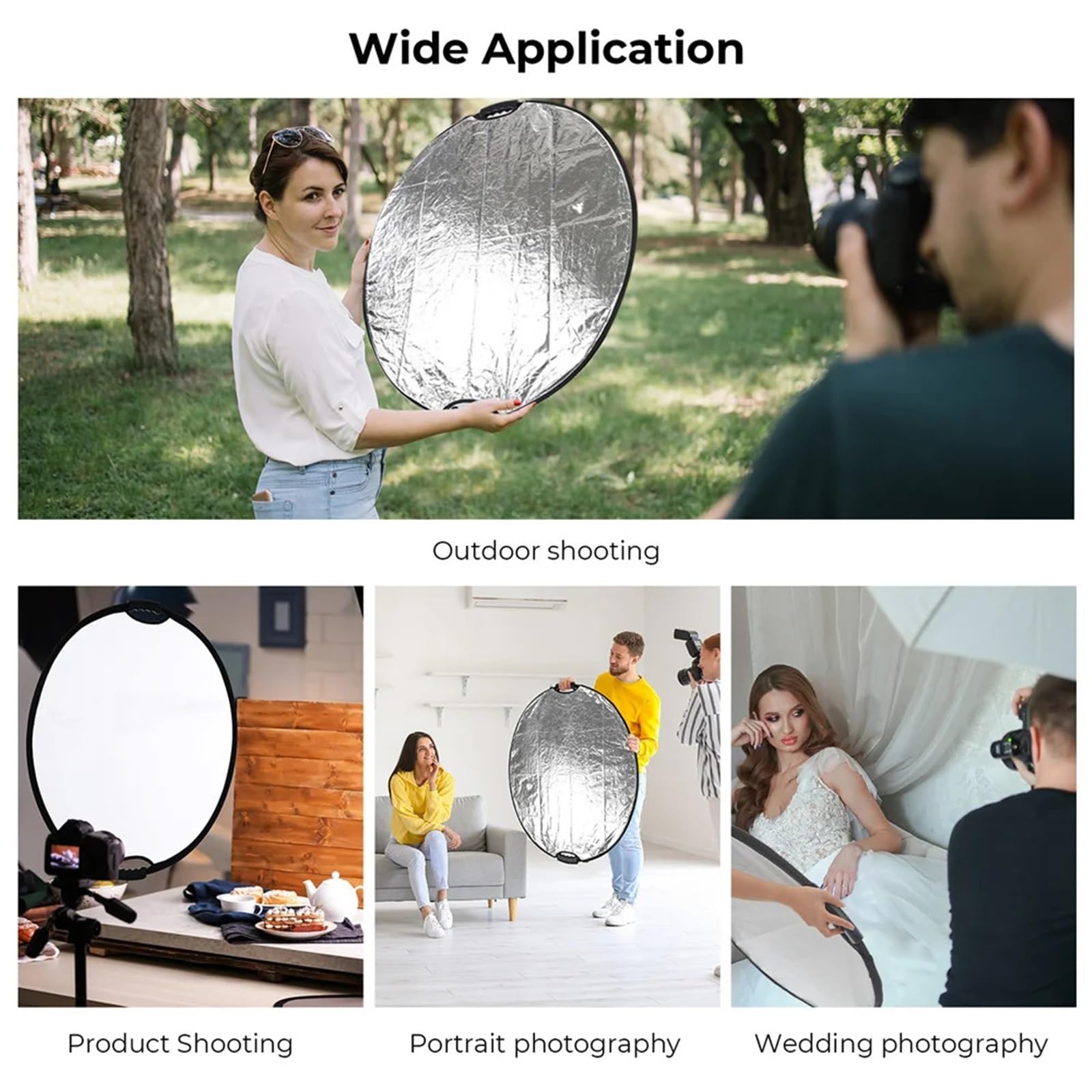 Reflector de luz 5 en 1 con asa, Carpa for fotografía Bloqueo, Reflector Circular, Panel translúcido(110)