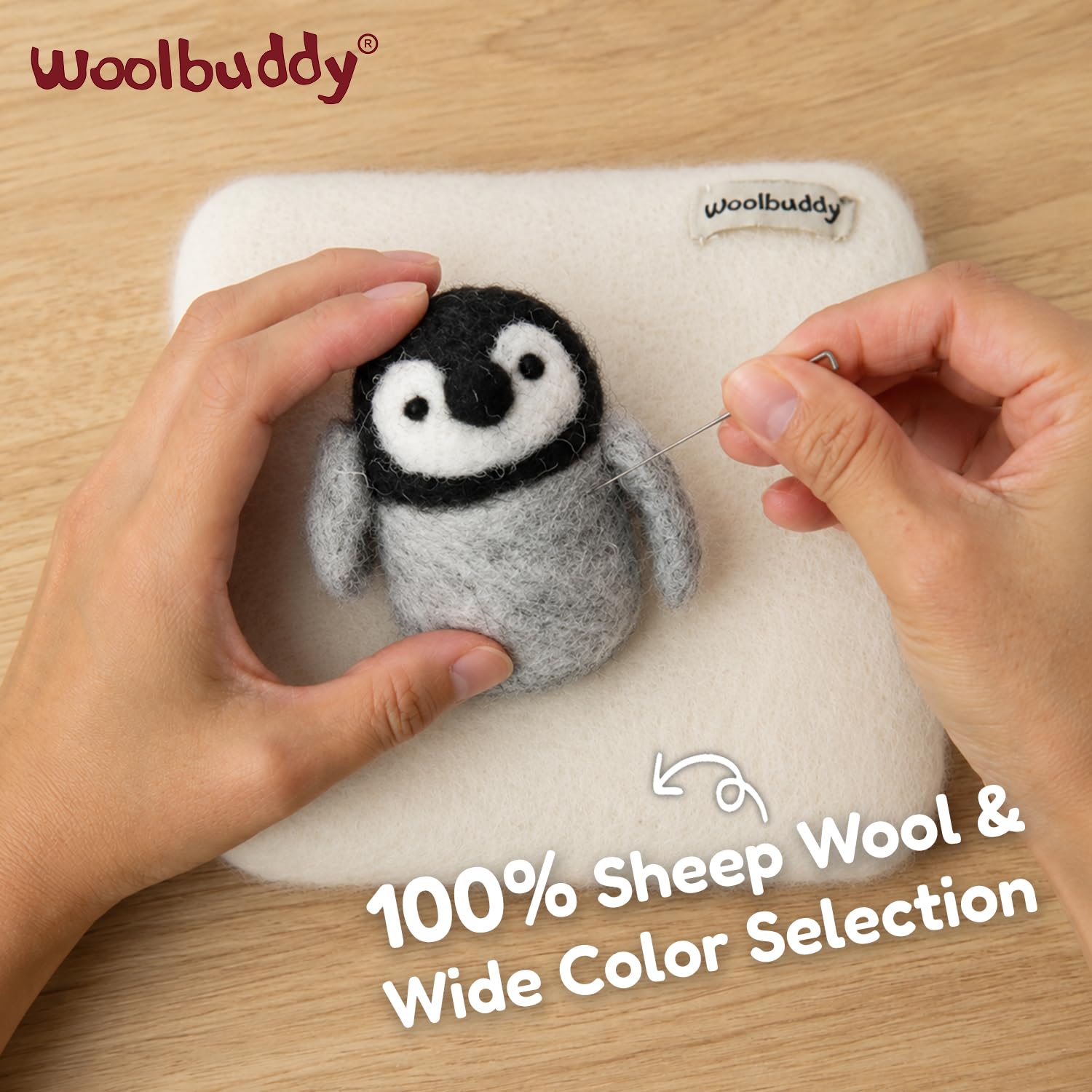 Woolbuddy Almohadilla de fieltro de aguja, alfombrilla de lana duradera para proyectos de manualidades, alternativa de espuma, 6 x 6 x 1.5 pulgadas (blanco)