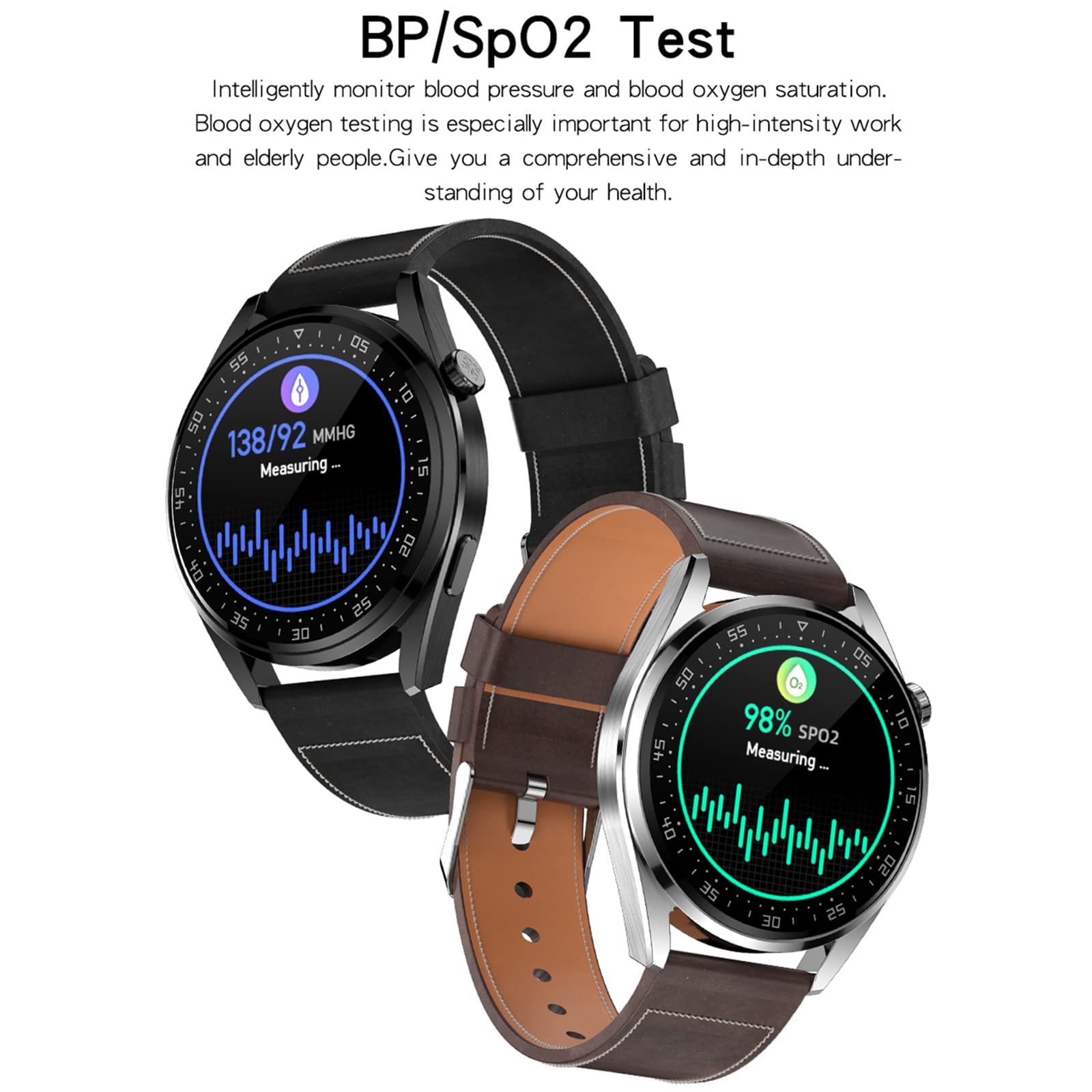 PURRL Smart Watch per telefoni Android/iOS 1.28'' Full Touch Screen Fitness Tracker per uomo Smartwatch con chiamata Bluetooth/cronometro IP67 Orologio fitness impermeabile marrone (nero) little