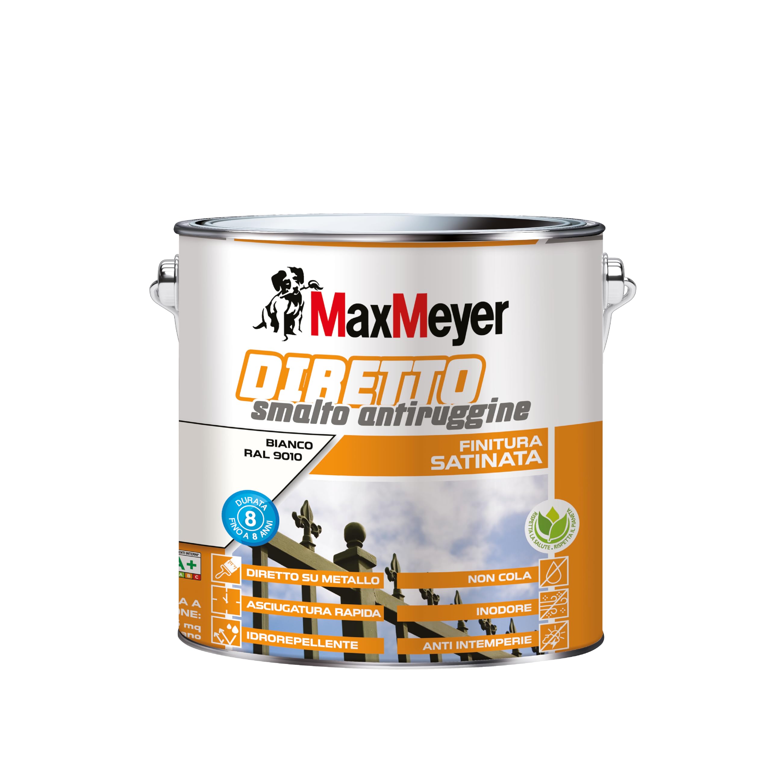 MAXMEYER Diretto Antiruggine Satinato R9010 Bianco 2 L