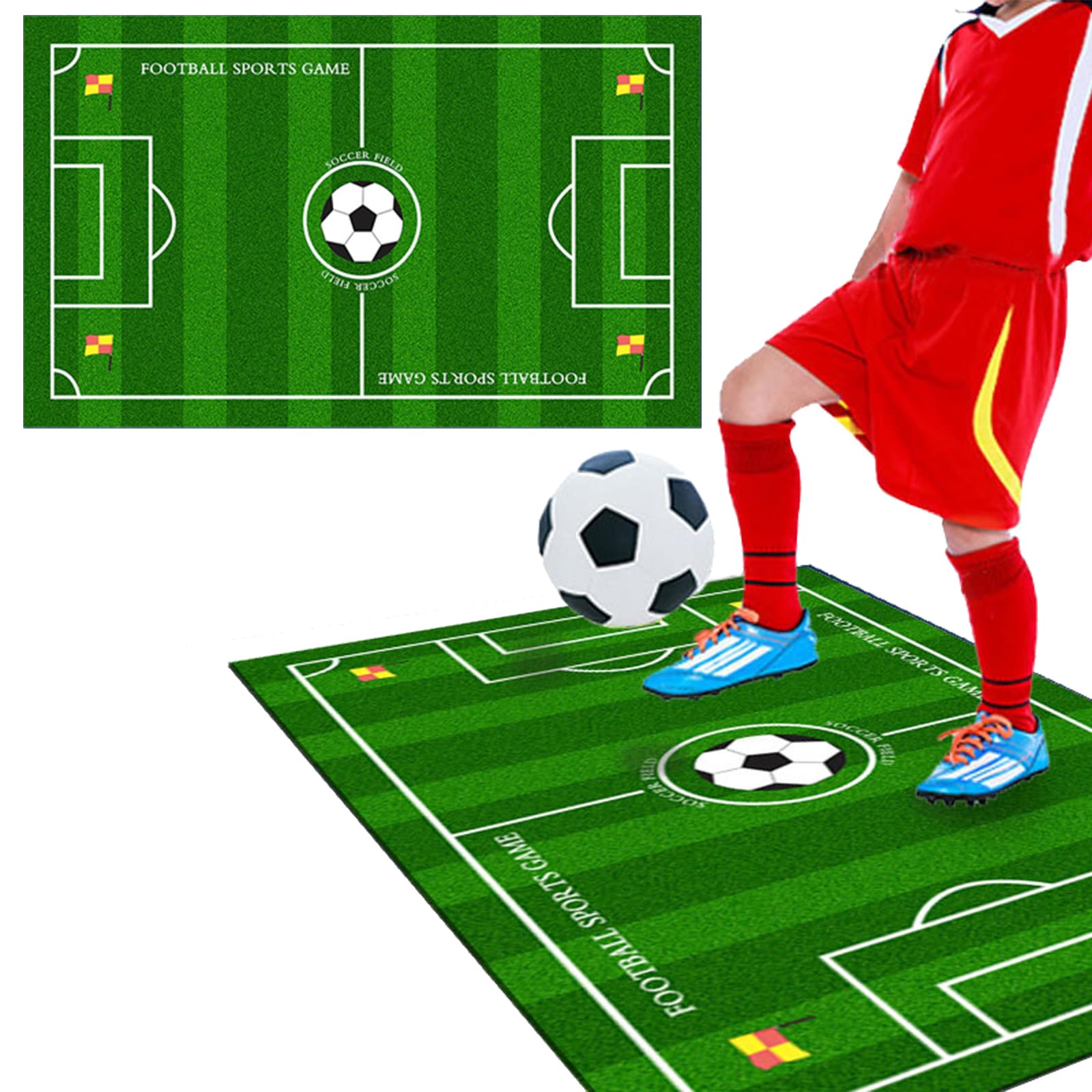 WTZWYFWJ Estera De Entrenamiento De Fútbol,60 X 90 Cm Tapete De Fútbol Verde,Tapete De Fútbol Antideslizante,Tapete De Fútbol Silencioso Para Regatear,Football Footstep Training Mat Para Niños