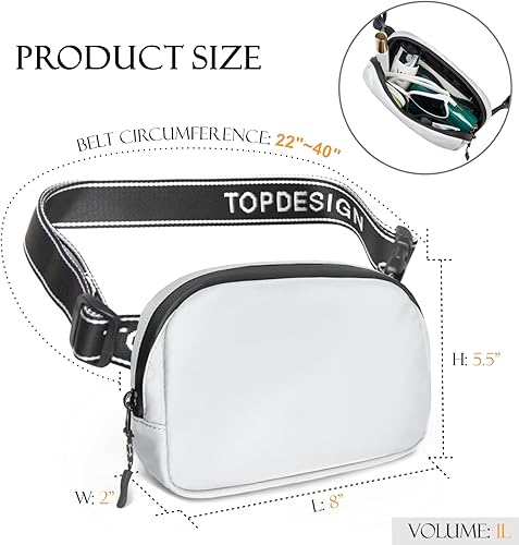 Miniatura 3 de TOPDesign Riñonera para mujeres y hombres, bolsa cruzada para cinturón con cremalleras YKK resistentes al agua, bolsa para el trasero con correa