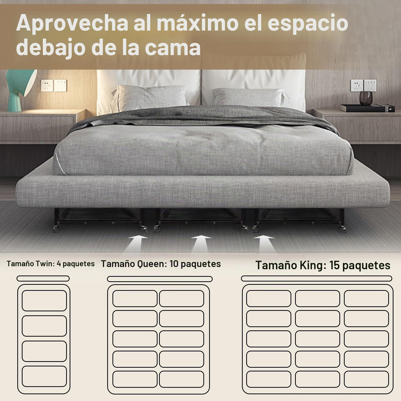 SPECILITE Caja Bajo Cama con Ruedas 2 Piezas, Metálico Almacenaje Bajo Cama, Cajas Almacenaje Ropa con Ruedas y Tapa, Zapatos, Juguetes y Mantas