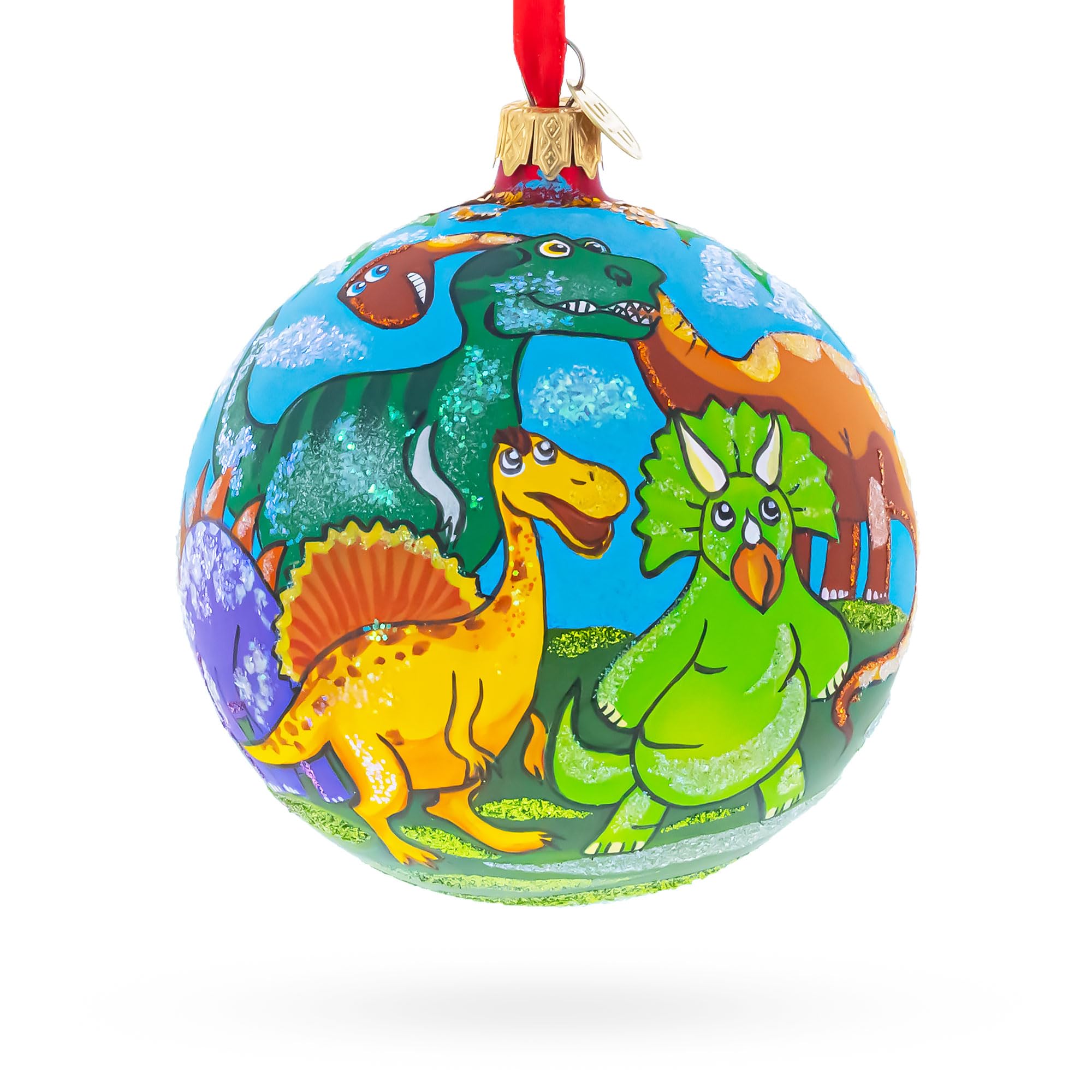 Boule de Noël dinosaures en verre BestPysanky, le cadeau idéal pour collectionneur et enfant
