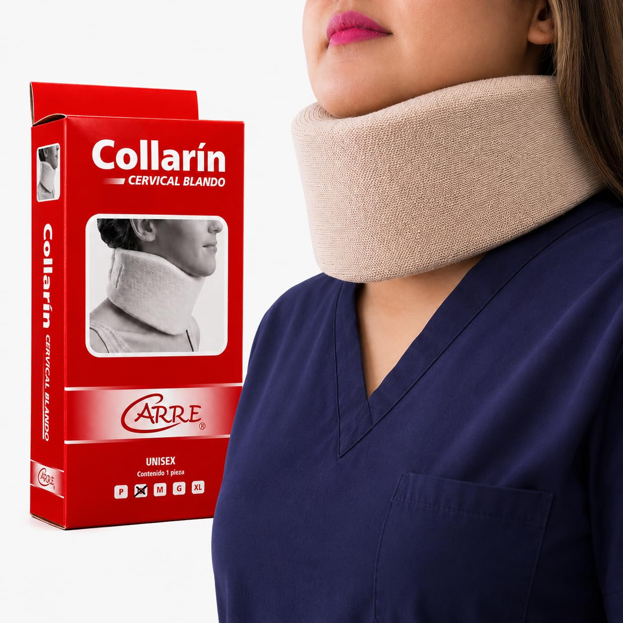 Collarín cervical blando unisex ortopédico para adultos y niños, ayuda a problemas cervicales, material poliéster (chica)