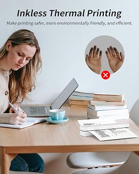 iDPRT Portable Thermal Printer, MT610 Pro Wireless for Travel, 300DPI Bluetooth Inkless Printer Support 8.5 X 11 US Letter& A4&A5 Thermal Paper for Home, Compatible with iOS, Android, Laptop, White