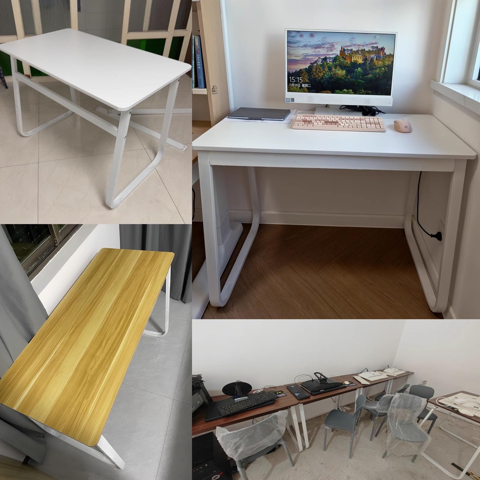 Scrivania da gioco industriale per PC, con taglierina per monitor, tastiera, documenti, tablet, vaso di fiori e cosmetici, perfetta per casa, ufficio e configurazione di gioco