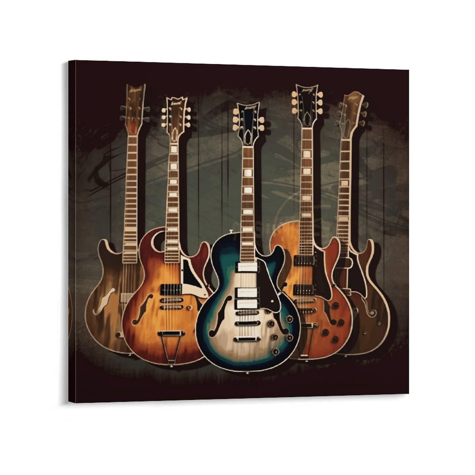 KLOPH Guitars Art Canvas Wall Art for Living Room 10x10inch Modern Artwork Painting for Bathroom Hanging Canvas Prints Aesthetic Wallart for Bedroom Kitchen Office Wall Decor