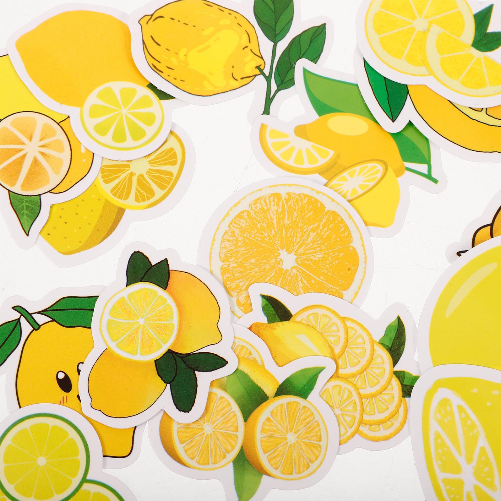 LALAFINA 50 Pegatinas Adhesivas Decorativas de Limón Amarillas para Ordenador y Portátil, Diseño Adorable para Decorar y Crear Obras Seguridad