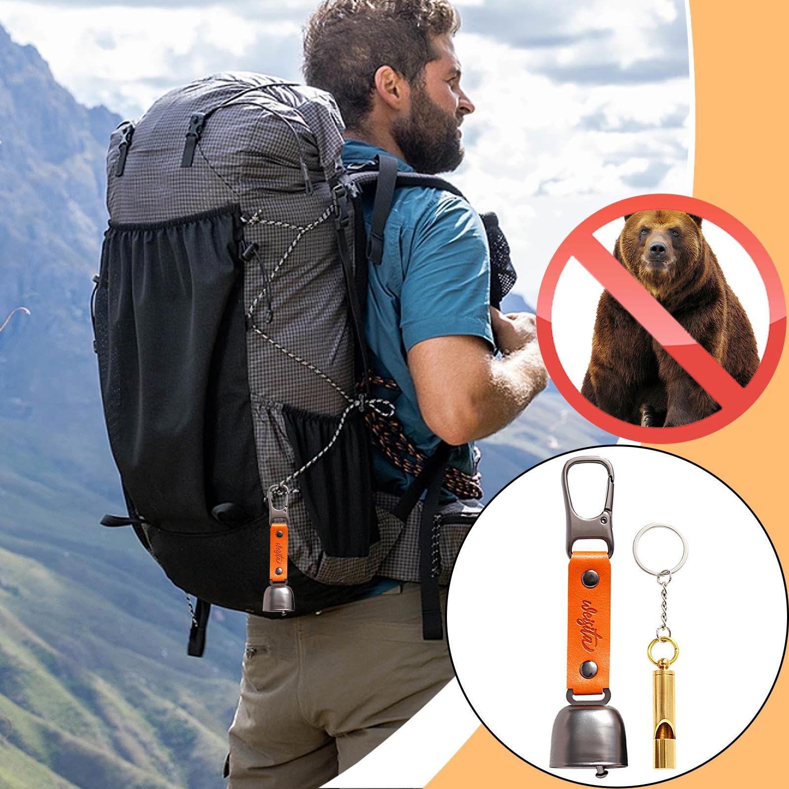 Bärenglocke für draußen – Kuhglocke aus Eisen mit magnetischem Schalldämpfer, Vintage-Glocke für Haustiere und Wanderer | Ideal für Camping, Wandern, Radfahren, Angeln, Outdoor-Sicherheit, Gartendekor