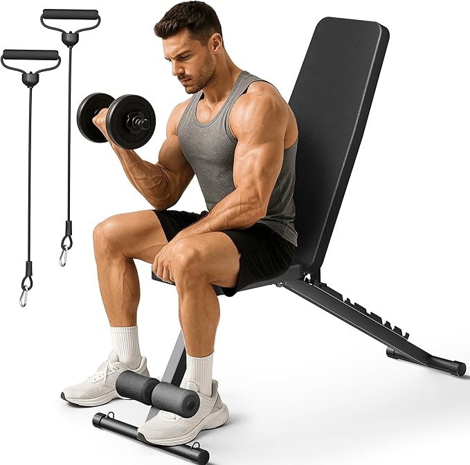 Adjustable Workout Bench for Home Gym, Foldable Weight Bench for Dumbbell Exercise Full Body Workout, Incline Decline Gym Bench for Fitness Strength Traning